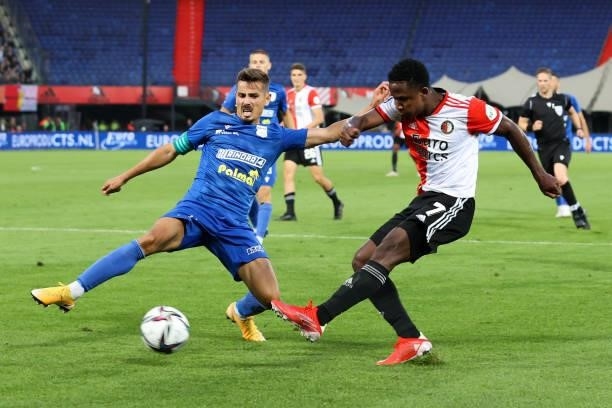 Luis Sinisterra of Feyenoord, Adrian Limani of FC Ditra during the UEFA Europa Conference League second Qualifying Round: Second Leg match between...