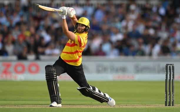 Dawid Malan of Trent Rockets bats during The Hundred match between London Spirit and Trent Rockets at Lord's Cricket Ground on July 29, 2021 in...