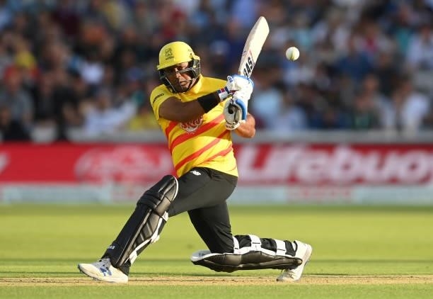 Samit Patel of Trent Rockets bats during The Hundred match between London Spirit and Trent Rockets at Lord's Cricket Ground on July 29, 2021 in...