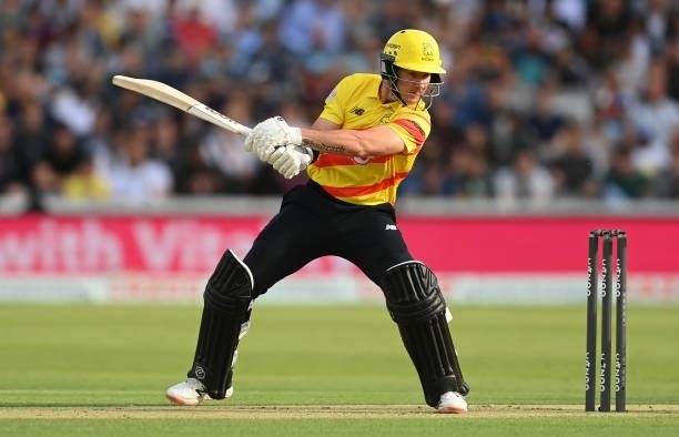 Arcy Short of Trent Rockets bats during The Hundred match between London Spirit and Trent Rockets at Lord's Cricket Ground on July 29, 2021 in...