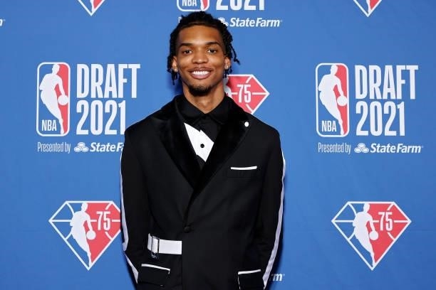 Ziaire Williams poses for photos on the red carpet during the 2021 NBA Draft at the Barclays Center on July 29, 2021 in New York City.
