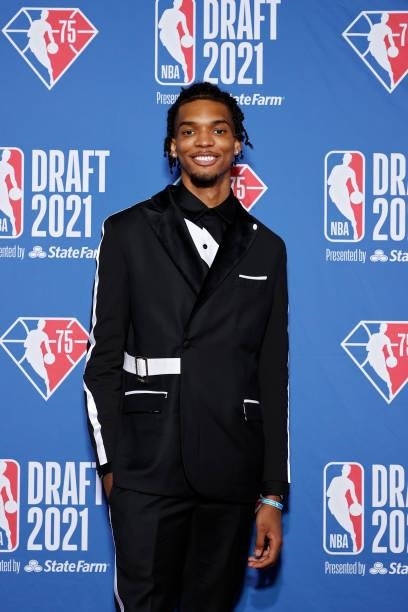 Ziaire Williams poses for photos on the red carpet during the 2021 NBA Draft at the Barclays Center on July 29, 2021 in New York City.