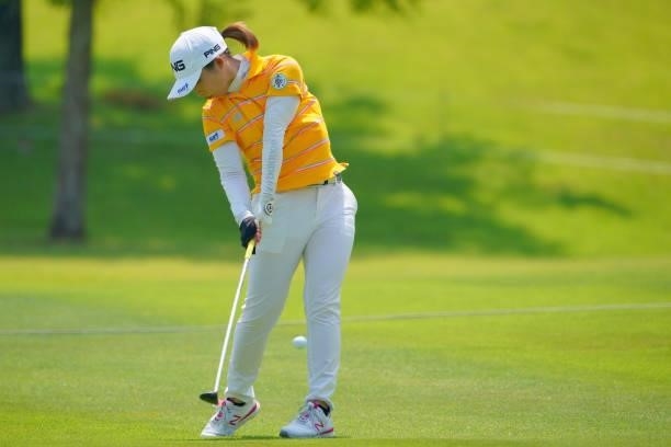 Mizuki Ooide of Japan hits her second shot on the 1st hole during the second round of Rakuten Super Ladies at Tokyu Grand Oak Golf Club on July 30,...