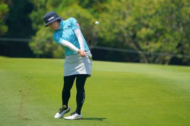 Shiho Oyama of Japan hits her second shot on the 2nd hole during the second round of Rakuten Super Ladies at Tokyu Grand Oak Golf Club on July 30,...
