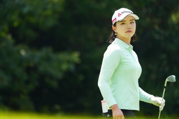 Yuting Seki of China is seen on the 17th tee during the second round of Rakuten Super Ladies at Tokyu Grand Oak Golf Club on July 30, 2021 in Kato,...