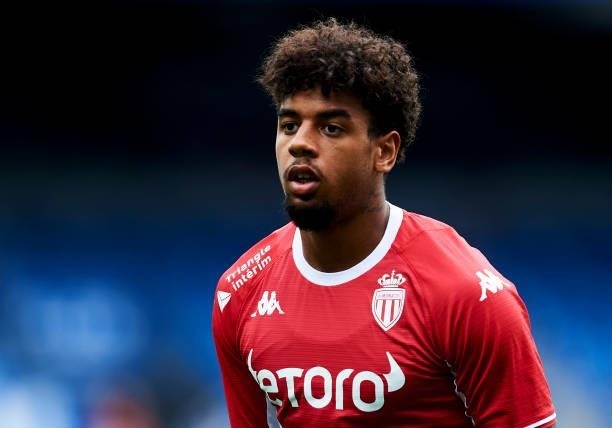 Willem Geubbels of AS Monaco reacts during the Friendly Match between Real Sociedad and As Monaco at Reale Arena on July 28, 2021 in San Sebastian,...