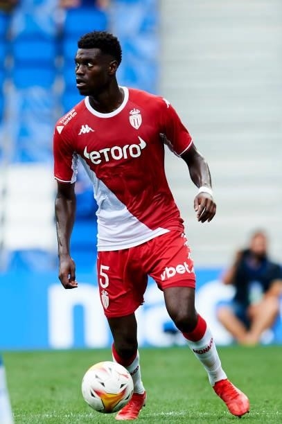 Benoit Mukinayi of AS Monaco in action during the Friendly Match between Real Sociedad and As Monaco at Reale Arena on July 28, 2021 in San...