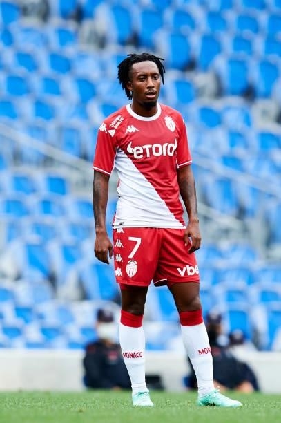 Gelson Martins of AS Monaco reacts during the Friendly Match between Real Sociedad and As Monaco at Reale Arena on July 28, 2021 in San Sebastian,...