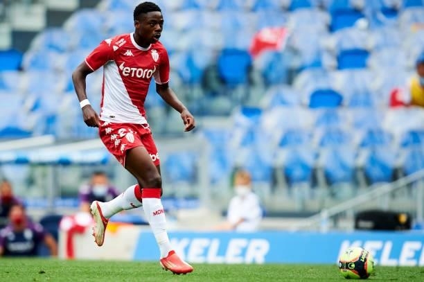 Anthony Musaba of AS Monaco in action during the Friendly Match between Real Sociedad and As Monaco at Reale Arena on July 28, 2021 in San Sebastian,...
