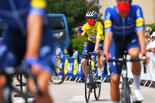 Álvaro José Hodeg Chagui of Colombia and Team Deceuninck - Quick-Step Yellow Leader Jersey prior to the 33rd Tour de l'Ain 2021, Stage 2 a 136km...