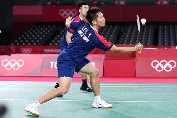 Lee Yang and Wang Chi-lin of Team Chinese Taipei competes against Mohammad Ahsan and Hendra Setiawan of Team Indonesia during a Men’s Doubles...