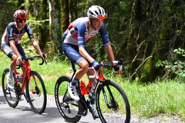 Niklas Eg of Denmark and Team Trek - Segafredo attacks during the 33rd Tour de l'Ain 2021, Stage 2 a 136km stage from Lagnieu to Saint-Vulbas /...