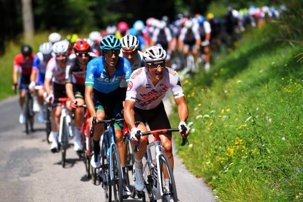 Nans Peters of France and AG2R Citröen Team leads The Peloton during the 33rd Tour de l'Ain 2021, Stage 2 a 136km stage from Lagnieu to Saint-Vulbas...