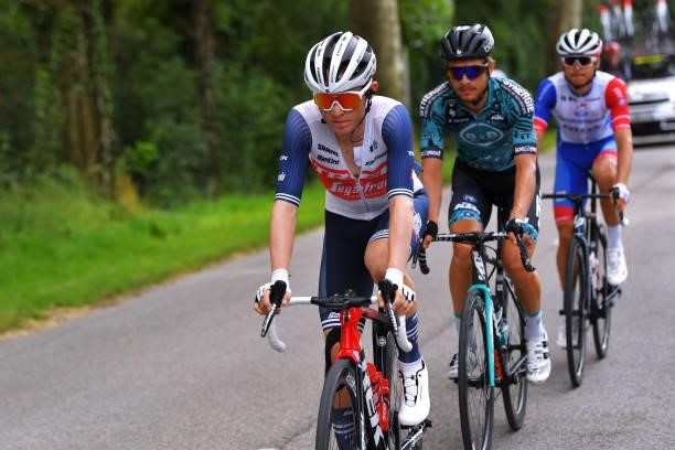 Jensen Mattias Skjelmose of Denmark and Team Trek - Segafredo during the 33rd Tour de l'Ain 2021, Stage 2 a 136km stage from Lagnieu to Saint-Vulbas...