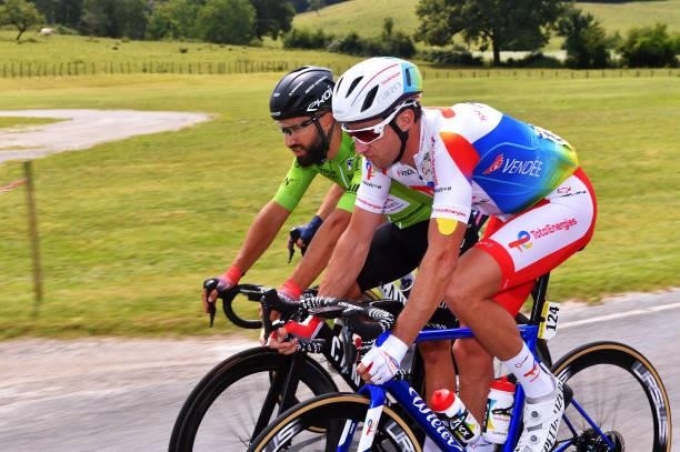 Nacer Bouhanni of France and Team Arkéa - Samsic Green Points Jersey & Alexandre Geniez of France and Team Total Direct Energie during the 33rd Tour...
