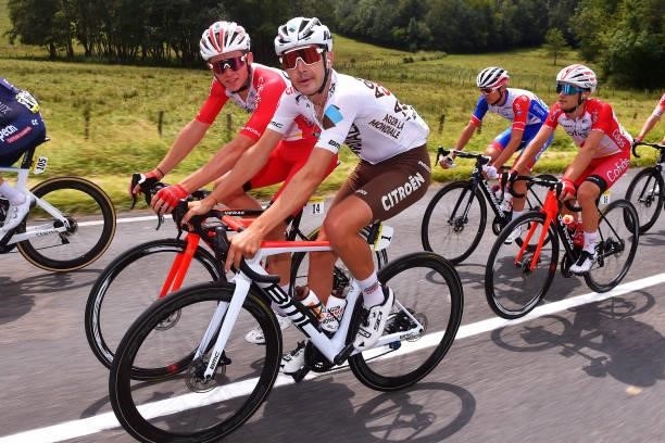Eddy Finé of France and Team Cofidis & Clément Champoussin of France and AG2R Citröen Team during the 33rd Tour de l'Ain 2021, Stage 2 a 136km stage...