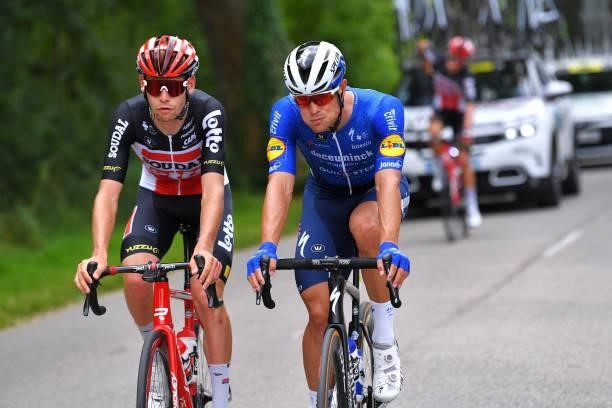 Harm Vanhoucke of Belgium and Team Lotto Soudal & Stijn Steels of Belgium and Team Deceuninck - Quick-Step during the 33rd Tour de l'Ain 2021, Stage...