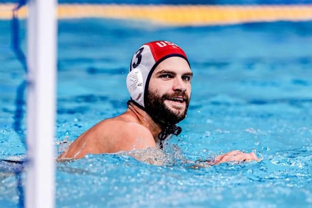 Drew Holland of United States during the Tokyo 2020 Olympic Waterpolo Tournament Men match between Team United States and Team Italy at Tatsumi...