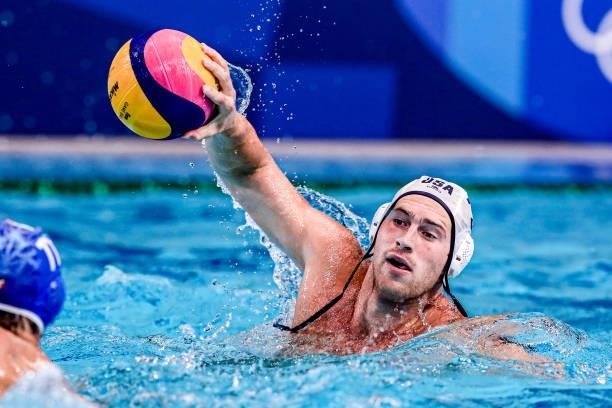 Marko Vavic of United States during the Tokyo 2020 Olympic Waterpolo Tournament Men match between Team United States and Team Italy at Tatsumi...