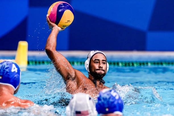 Max Irving of United States during the Tokyo 2020 Olympic Waterpolo Tournament Men match between Team United States and Team Italy at Tatsumi...