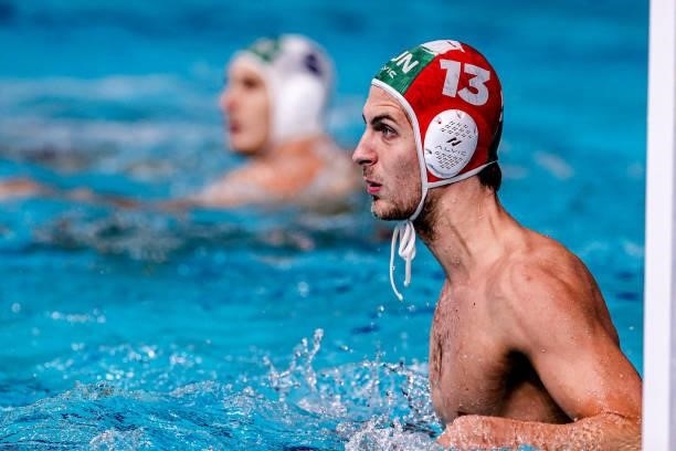 Soma Vogel of Hungary during the Tokyo 2020 Olympic Waterpolo Tournament Men match between Team Hungary and Team South Africa at Tatsumi Waterpolo...