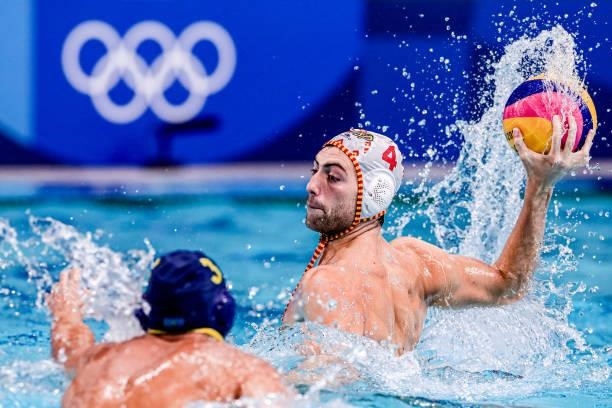 Bernat Sanahuja of Spain during the Tokyo 2020 Olympic Waterpolo Tournament Men match between Team Spain and Team Kazakhstan at Tatsumi Waterpolo...