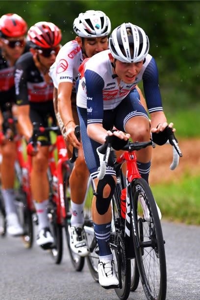 Jensen Mattias Skjelmose of Denmark and Team Trek - Segafredo leads The Peloton in final kilometres during the 33rd Tour de l'Ain 2021, Stage 2 a...