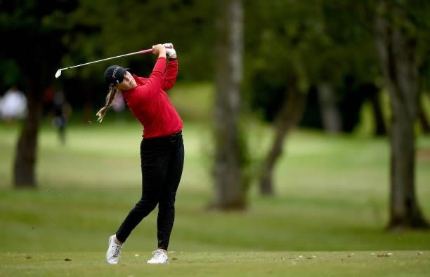 Jennifer Kupcho of the USA plays her second shot on the 9th hole during Day Two of The ISPS HANDA World Invitational at Galgorm Spa & Golf Resort on...