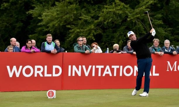 Scott Hend of Australia on the first tee during Day Two of The ISPS HANDA World Invitational at Galgorm Spa & Golf Resort on July 30, 2021 in...