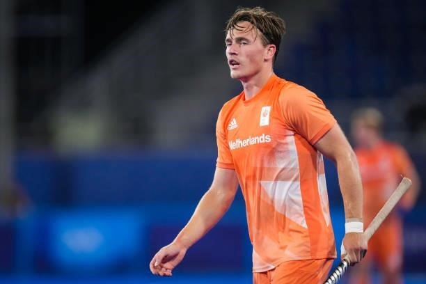 Jorrit Croon of the Netherlands competing on Men's Pool B during the Tokyo 2020 Olympic Games at the Oi Hockey Stadium on July 30, 2021 in Tokyo,...