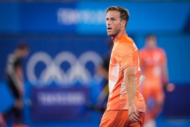 Jeroen Hertzberger of the Netherlands competing on Men's Pool B during the Tokyo 2020 Olympic Games at the Oi Hockey Stadium on July 30, 2021 in...