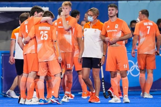 Lars Balk of the Netherlands and Thierry Brinkman of the Netherlands disappointed while competing on Men's Pool B during the Tokyo 2020 Olympic Games...