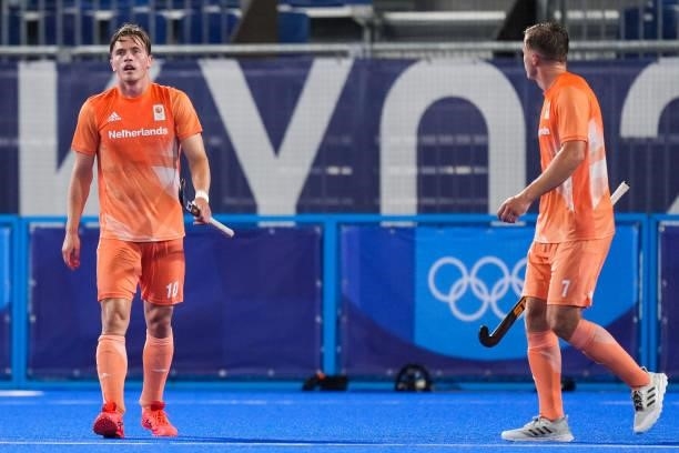 Jorrit Croon of the Netherlands disappointed after the second goal of Germany while competing on Men's Pool B during the Tokyo 2020 Olympic Games at...