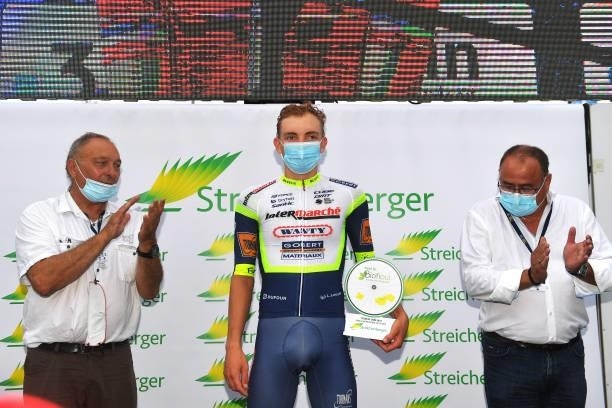 Georg Zimmermann of Germany and Team Intermarché - Wanty - Gobert Matériaux celebrates at podium as stage winner during the 33rd Tour de l'Ain 2021,...