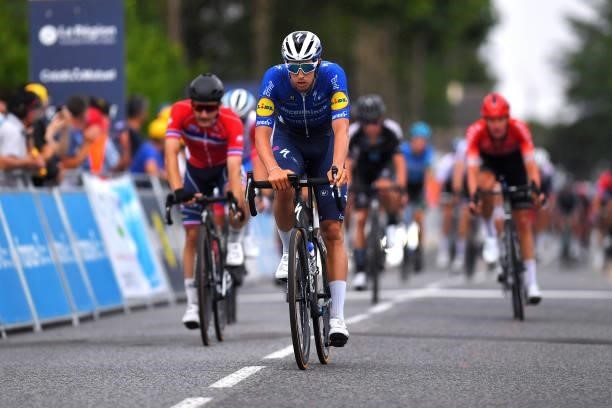 Jannik Steimle of Germany and Team Deceuninck - Quick-Step at arrival during the 33rd Tour de l'Ain 2021, Stage 2 a 136km stage from Lagnieu to...