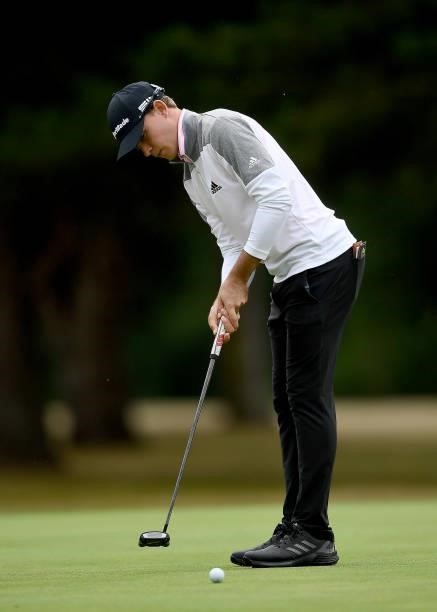 Jayden Schaper of South Africa on the 18th green during Day Two of The ISPS HANDA World Invitational at Galgorm Spa & Golf Resort on July 30, 2021 in...