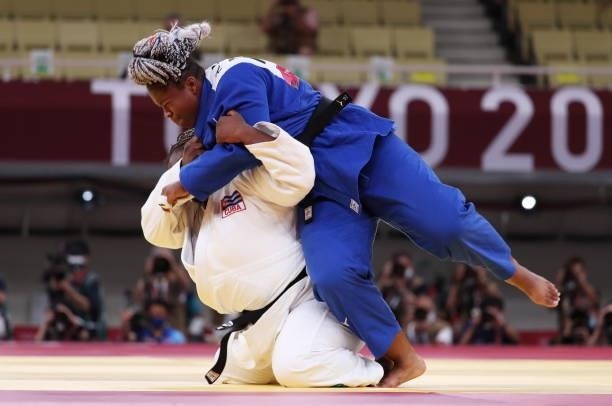 Romane Dicko of Team France in action during the Women’s Judo +78kg semifinal event on day seven of the Tokyo 2020 Olympic Games at Nippon Budokan on...