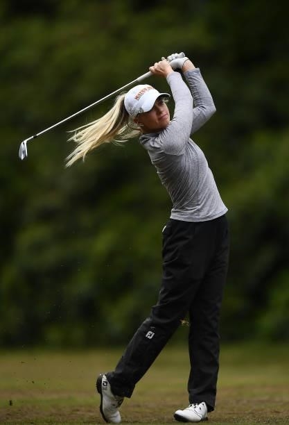 Sarah Burnham of the USA plays her second shot on the 17th hole during Day Two of The ISPS HANDA World Invitational at Galgorm Spa & Golf Resort on...