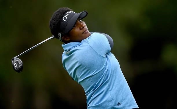 Nobuhle Dlamini of Swaziland on the 17th tee during Day Two of The ISPS HANDA World Invitational at Galgorm Spa & Golf Resort on July 30, 2021 in...