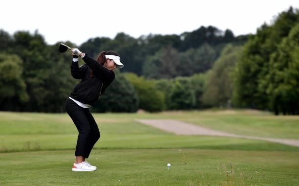 Sarina Schmidt of Germany on the 6th tee during Day Two of The ISPS HANDA World Invitational at Galgorm Spa & Golf Resort on July 30, 2021 in...