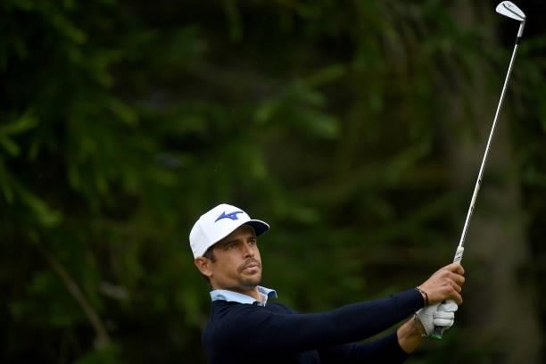 Adrien Saddier of France on the 14th tee during Day Two of The ISPS HANDA World Invitational at Galgorm Spa & Golf Resort on July 30, 2021 in...