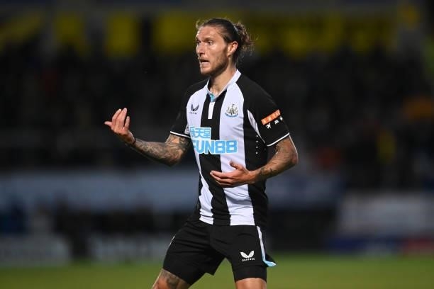 Jeff Hendrick of Newcastle in action during the pre-season friendly between Burton Albion and Newcastle United at the Pirelli Stadium on July 30,...