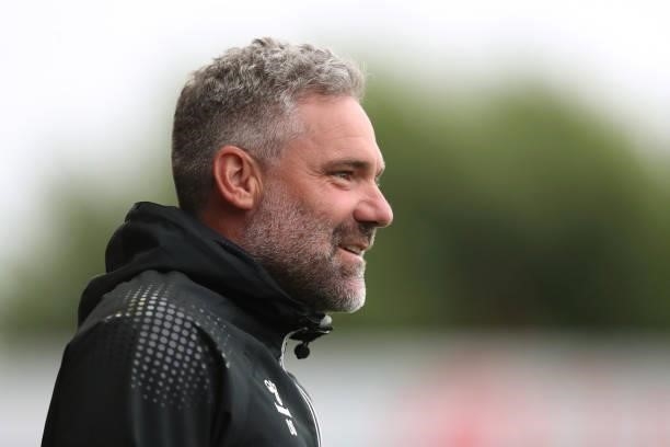 David Dunn, Assistant Coach of Fleetwood Town reacts during the Pre-Season Friendly match between Fleetwood Town and Leeds United at Highbury Stadium...