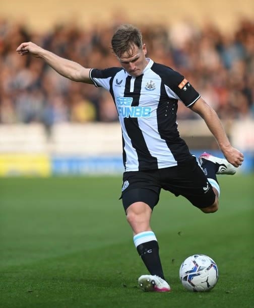 Matt Ritchie of Newcastle in action during the pre-season friendly between Burton Albion and Newcastle United at the Pirelli Stadium on July 30, 2021...