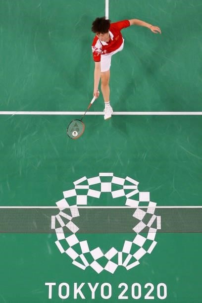 Chen Yu Fei of Team China competes against He Bing Jiao of Team China during a Women's Singles Semi-final match on day eight of the Tokyo 2020...