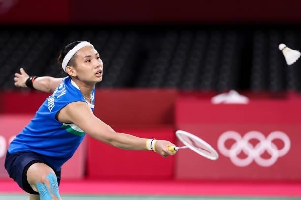 Tai Tzu-ying of Team Chinese Taipei competes against Pusarla V. Sindhu of Team India during a Women's Singles Semi-final match on day eight of the...