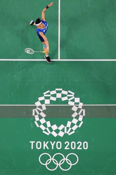 Tai Tzu-ying of Team Chinese Taipei competes against Pusarla V. Sindhu of Team India during a Women's Singles Semi-final match on day eight of the...