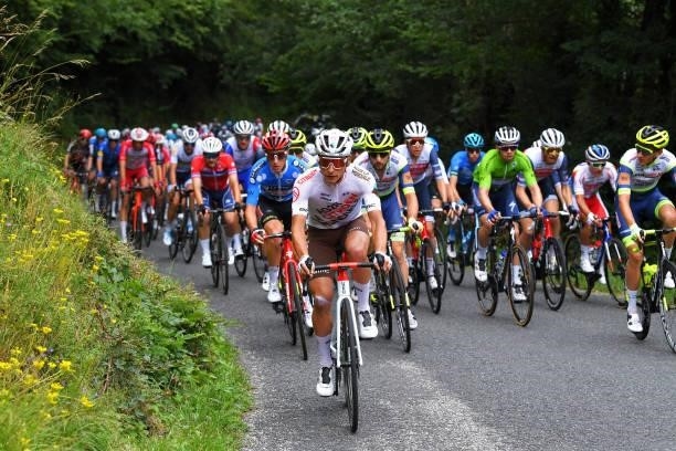 Clément Venturini of France and AG2R Citröen Team leads The Peloton during the 33rd Tour de l'Ain 2021, Stage 3 a 125km stage from Izernore to Lélex...