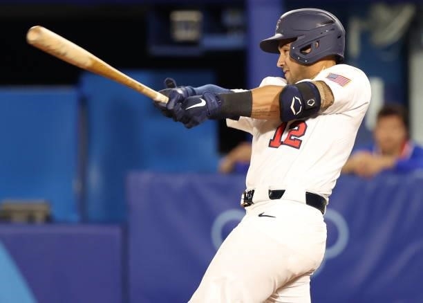 Jamie Westbrook of Team United States bats in the fifth inning during the baseball opening round Group B game between Team South Korea and Team...