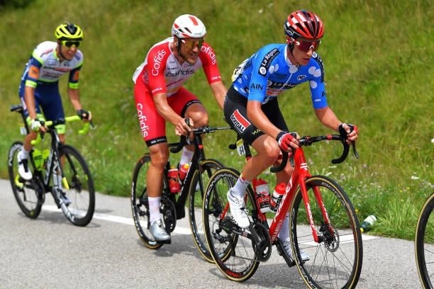 Sylvain Moniquet of Belgium and Team Lotto Soudal Polka Dot Mountain Jersey during the 33rd Tour de l'Ain 2021, Stage 3 a 125km stage from Izernore...